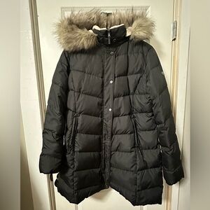 Lauren Ralph Lauren Black Coat with Cream Fur Collar